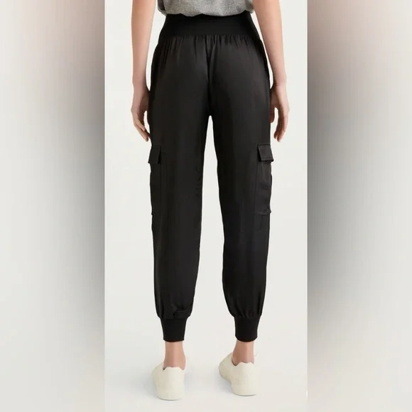 CINQ A SEPT Giles Cargo Pants Medium Black Cupro Elasticized Waist EUC - Picture 10 of 10